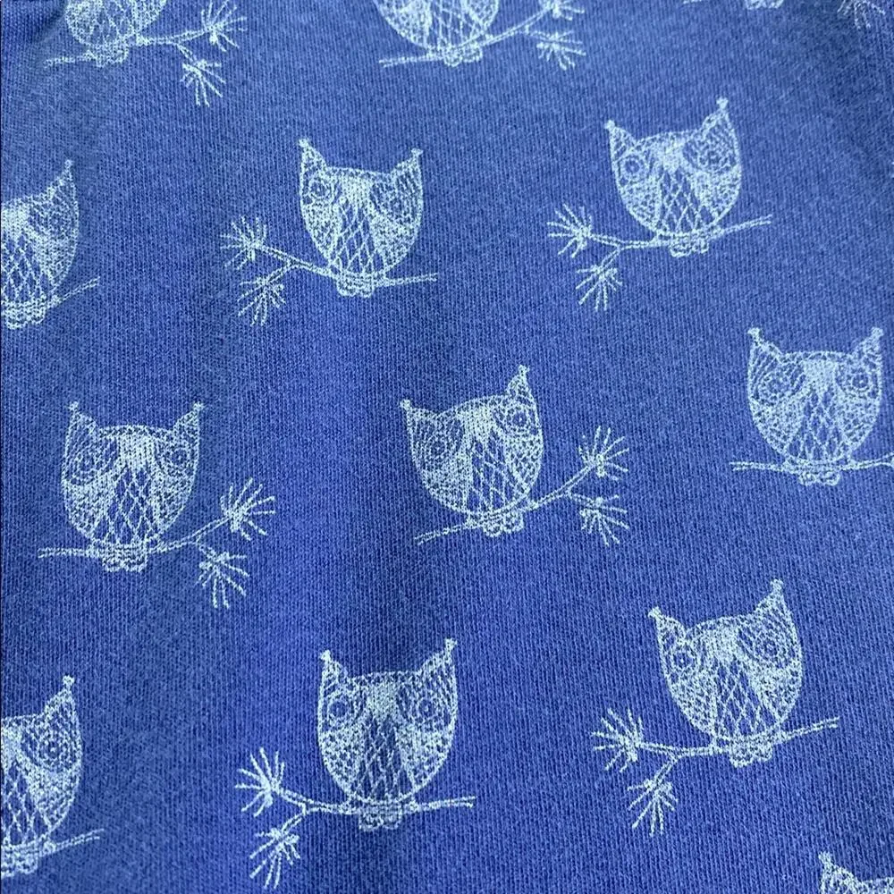 Feather Baby Navy Blue Owl Print Kids 100% Cotton One Piece Outfit Size 6-9M